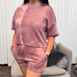 Textured Mauve Two-Piece Lounge Set